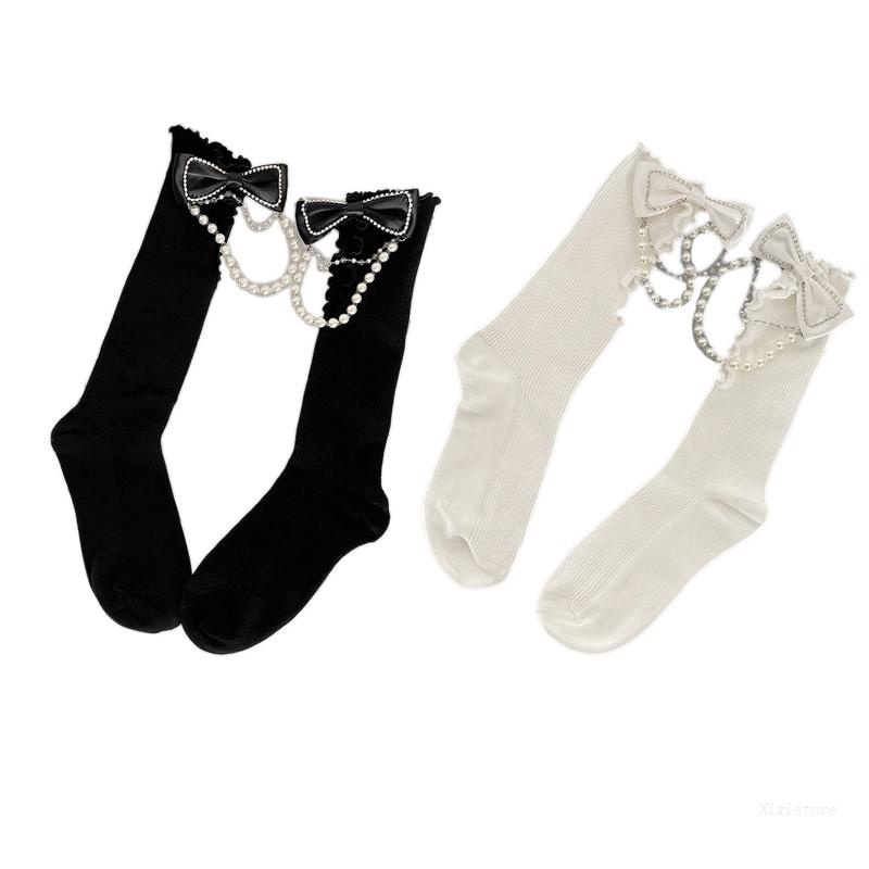XIXI 1 Đôi Tất Chân Đính Nơ Thời Trang Nữ Tính