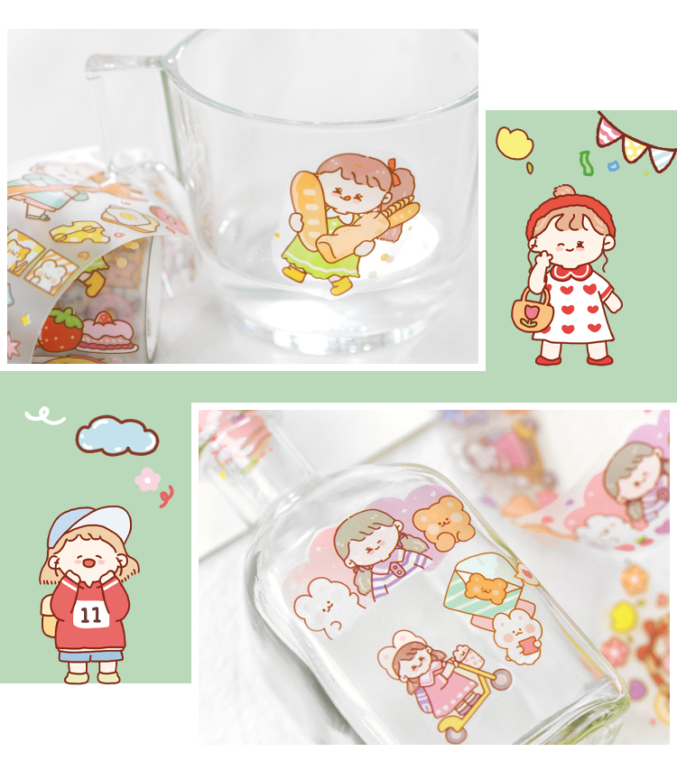 Cuộn Băng Dính Trang Trí Họa Tiết Hoạt Hình Dễ Thương