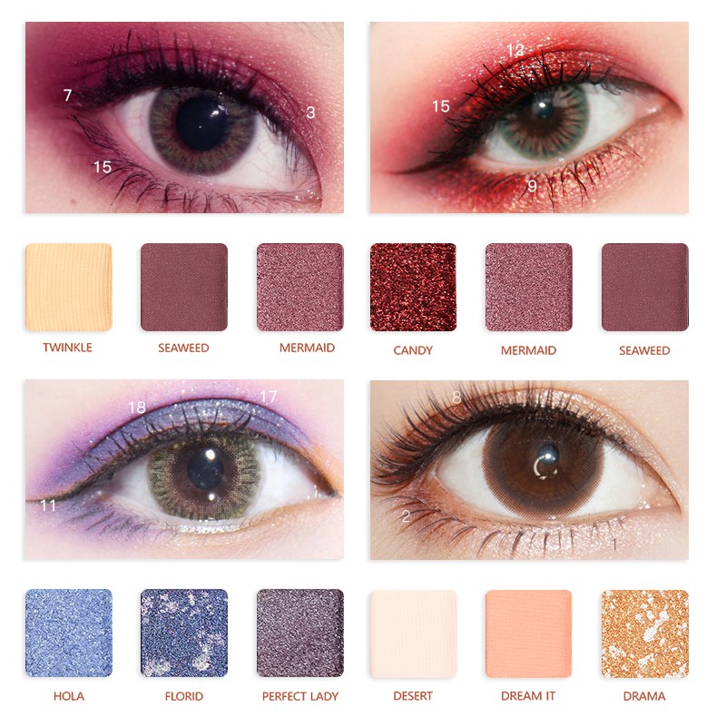 Pudaier High Glossy Fish Scale Eyeshadow Palette in 18 Color 210g