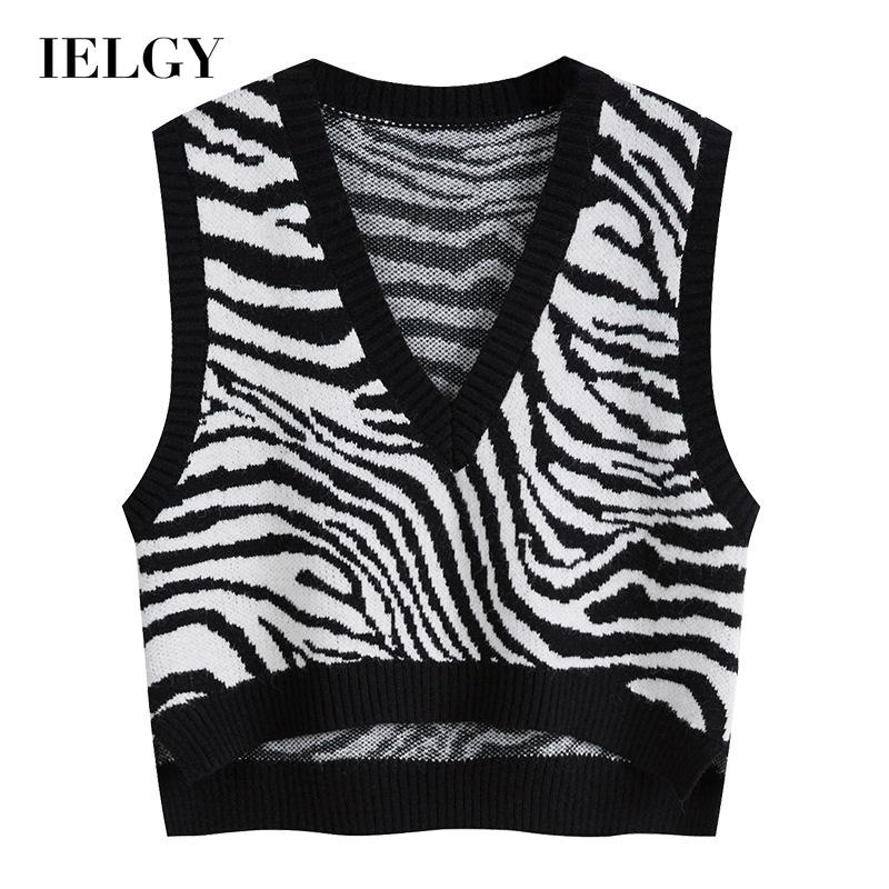 Áo IELGY sweater cotton dệt kim mặc ngoài kẻ sọc ngựa vằn phong cách Hàn Quốc