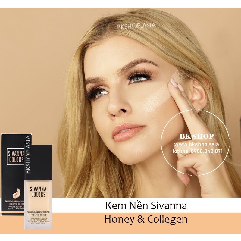 KEM NỀN SIÊU LÌ SIÊU ĐỈNH SIVANNA COLORS HONEY &amp; COLLAGEN LIQUID HF4012 30ML CHÍNH HÃNG - 8421