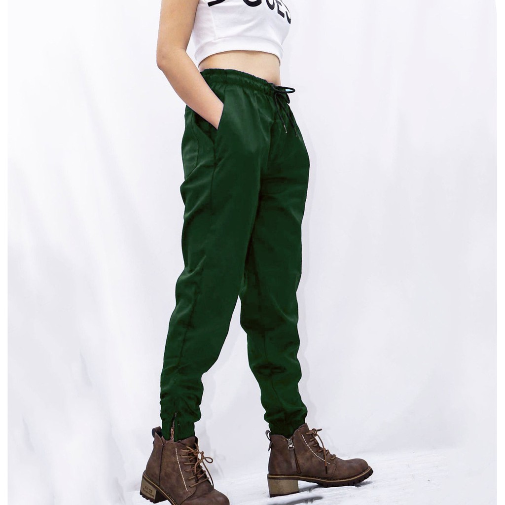Quần jogger nữ chất kaki khóa zip chân | BigBuy360 - bigbuy360.vn