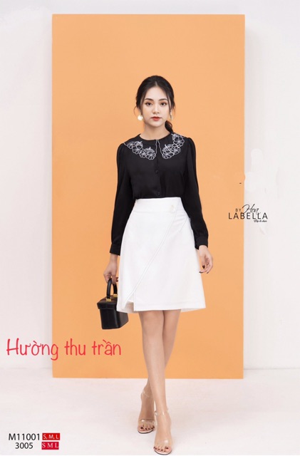 Chân váy công sở dáng a trẻ trung, chân váy chữ a xẻ trước sang chảnh