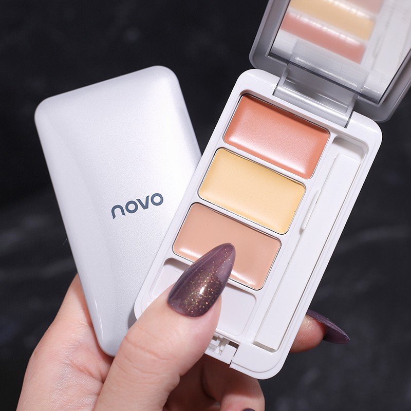 ♕Bảng Kem Nền Che Khuyết Điểm NOVO 3 Màu Tông Nude Tự Nhiên Kháng Nước NO.5350
