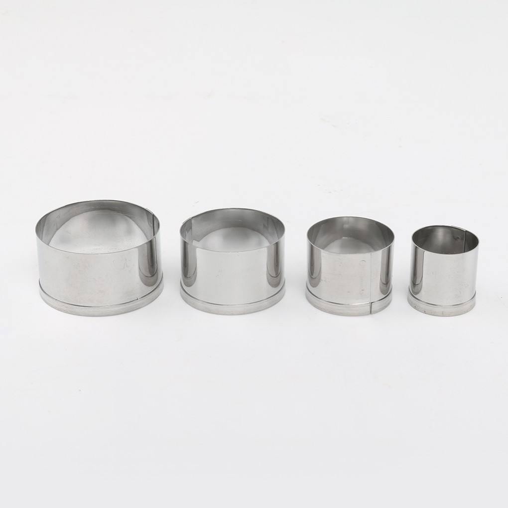 Set 4 khuôn cắt bánh hình tròn bằng thép không gỉ tiện dụng