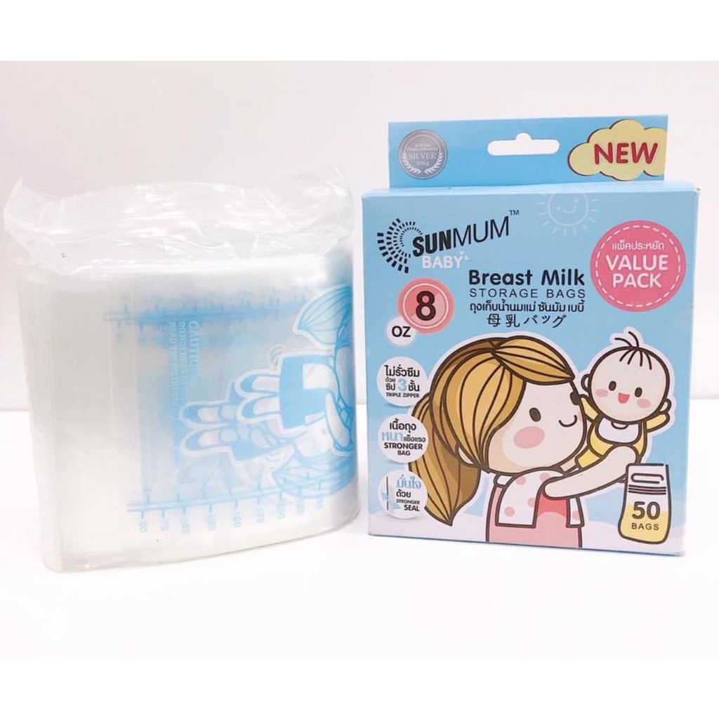 Túi trữ sữa 50c 8oz cho mẹ và bé Babuu/Sunmum