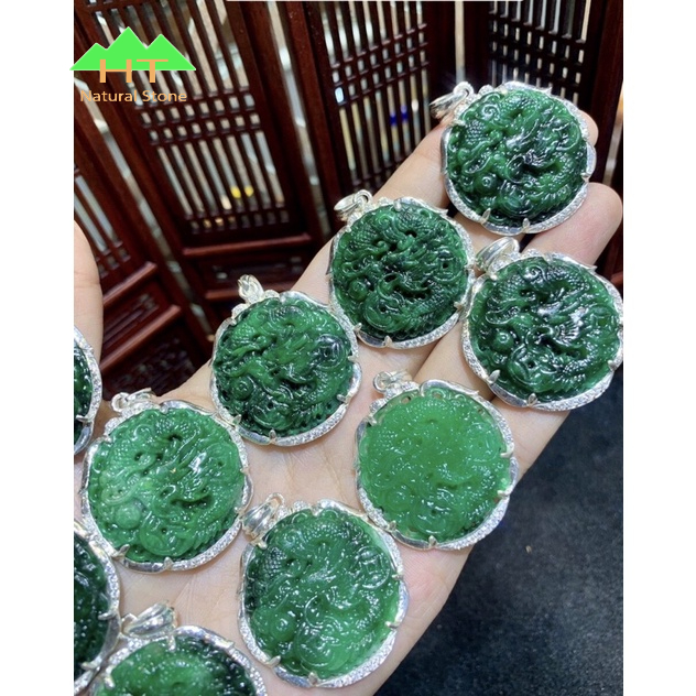 Mặt dây chuyền Ngọc Sơn thủy chạm khắc rồng