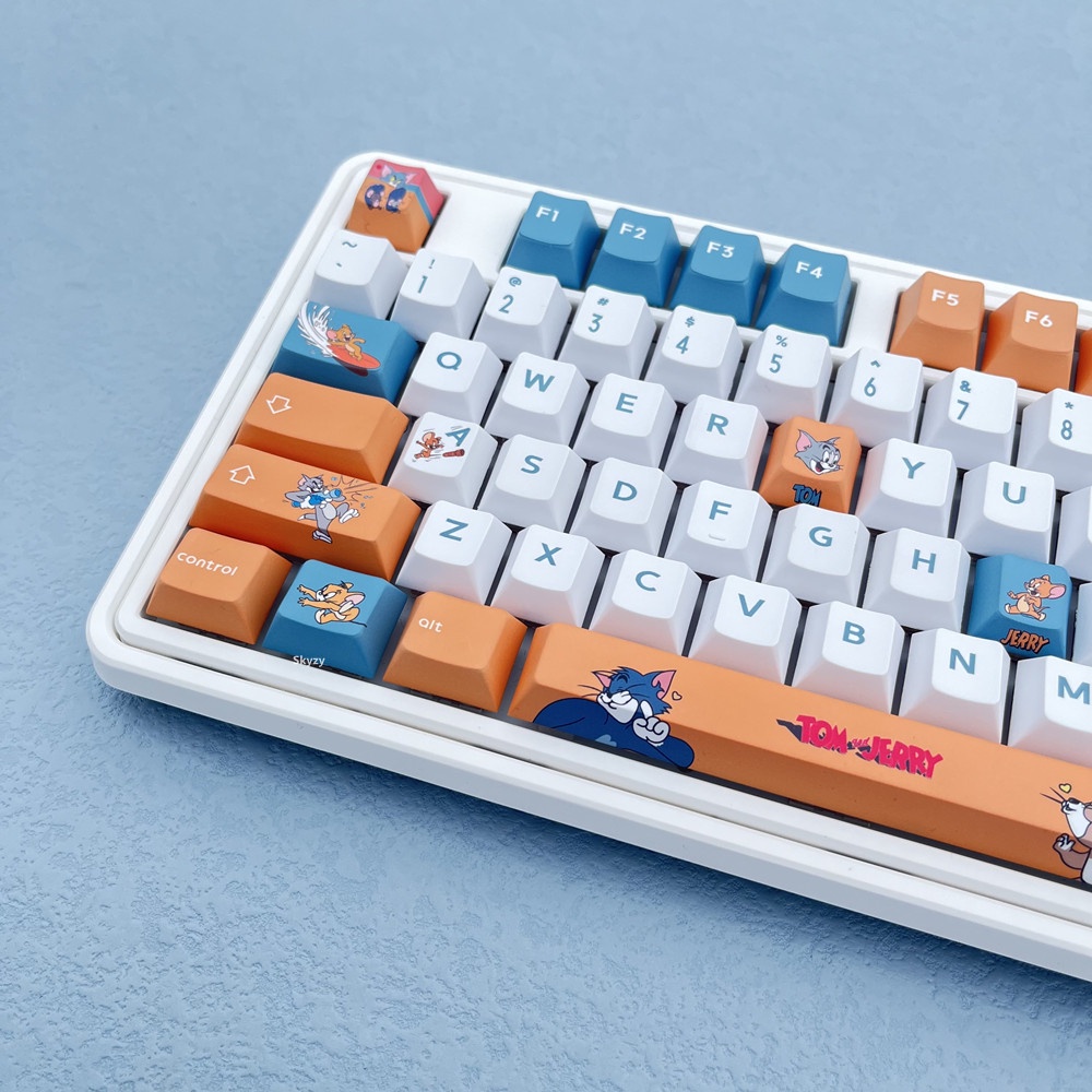 129 Phím Tom và Jerry Keycaps Cherry Hồ sơ hoạt hình Anime PBT Thuốc nhuộm phụ Bàn phím cơ Keycaps