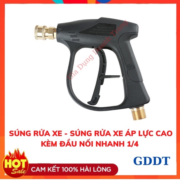 Súng rửa xe áp lực cao, Súng máy rửa xe kèm đấu nối nhanh 1/4 inch, Lắp bình bọt tuyết, Lắp đầu béc rửa góc độ