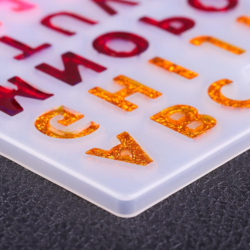 Khuôn silicon nhựa đúc hình 26 chữ cái tiếng Anh dùng làm đồ trang sức thủ công