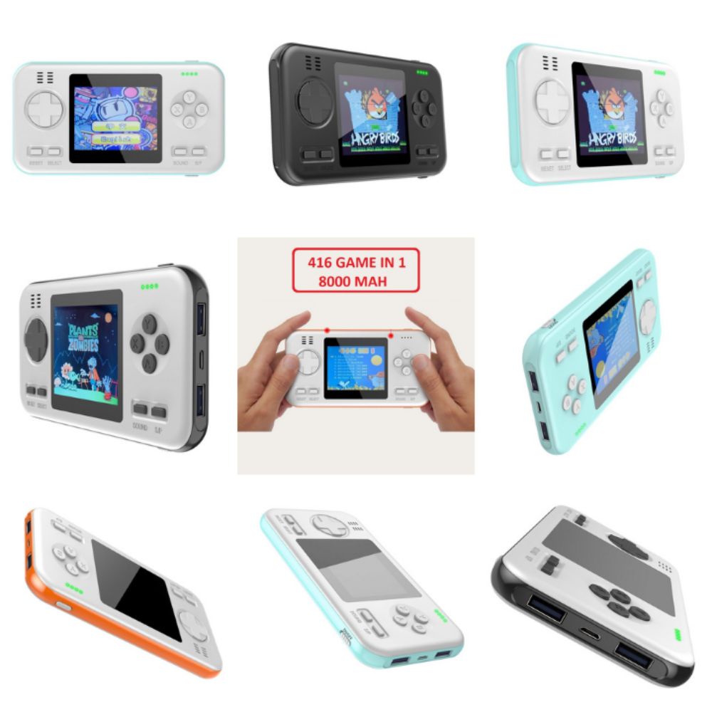 Máy Chơi Game Cầm Tay 416 Trò Kiêm Sạc Dự Phòng 8000 MAH mini 4 nút , bảo hành 12 tháng