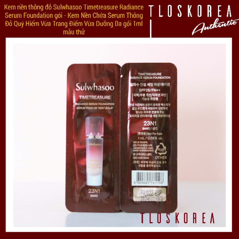 💥New Kem nền Serum thông đỏ Sulwhasoo Timetreasure Radiance Serum Foundation gói 1ml - Kem Nền Dưỡng Da Che Khuyết Điểm | BigBuy360 - bigbuy360.vn