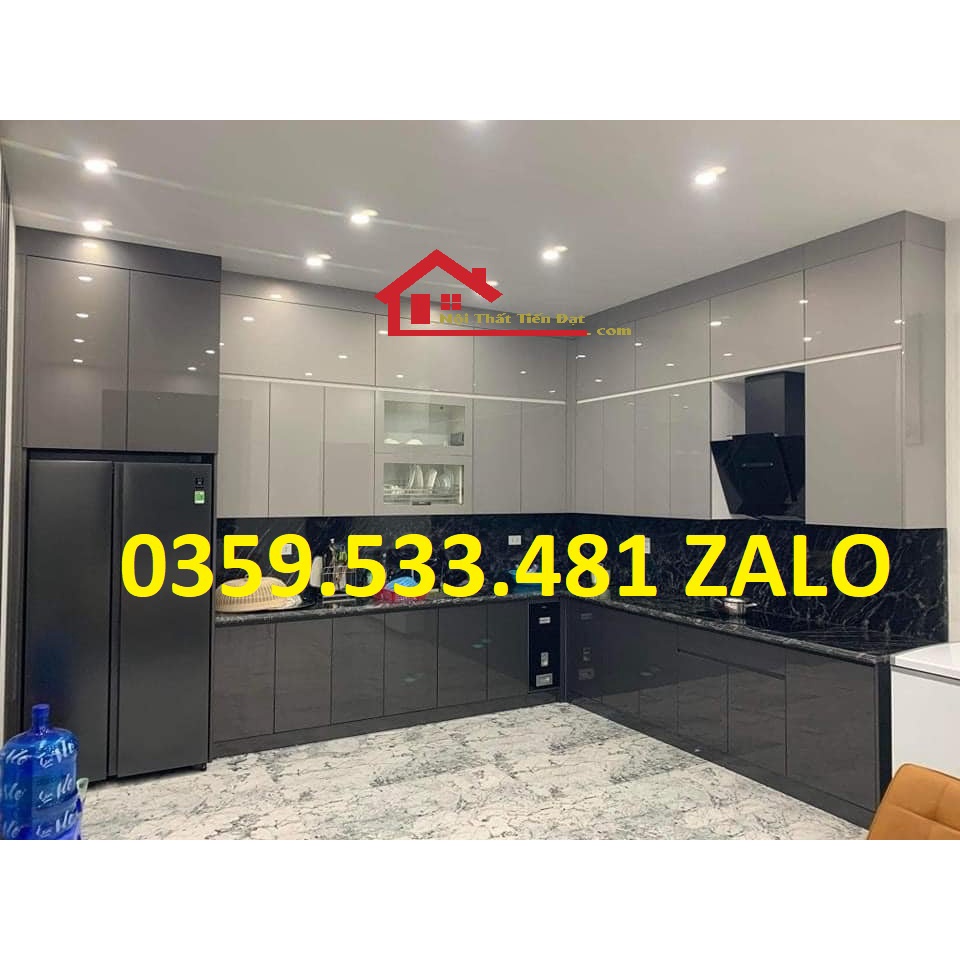Tủ bếp nhựa đặc cánh phủ Acrylic bóng gương - Nhận đặt thiết kế theo yêu cầu