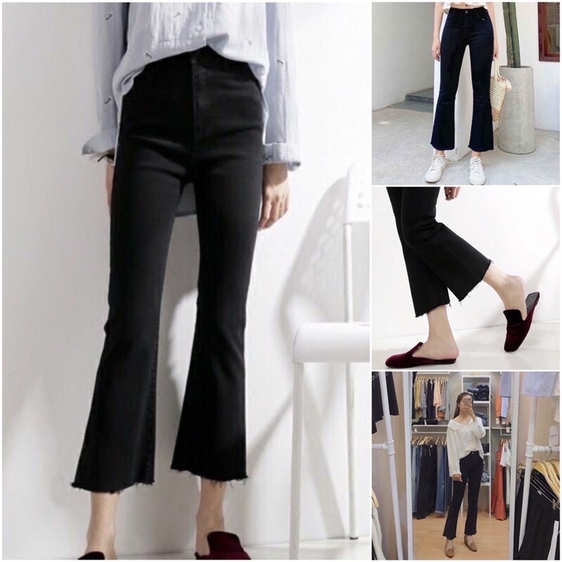Quần Jeans đen ống loe co giãn 4 chiều