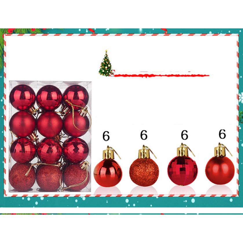 Set 4, 8, 12, 24 quả châu trang trí noel 4cm MẪU E11