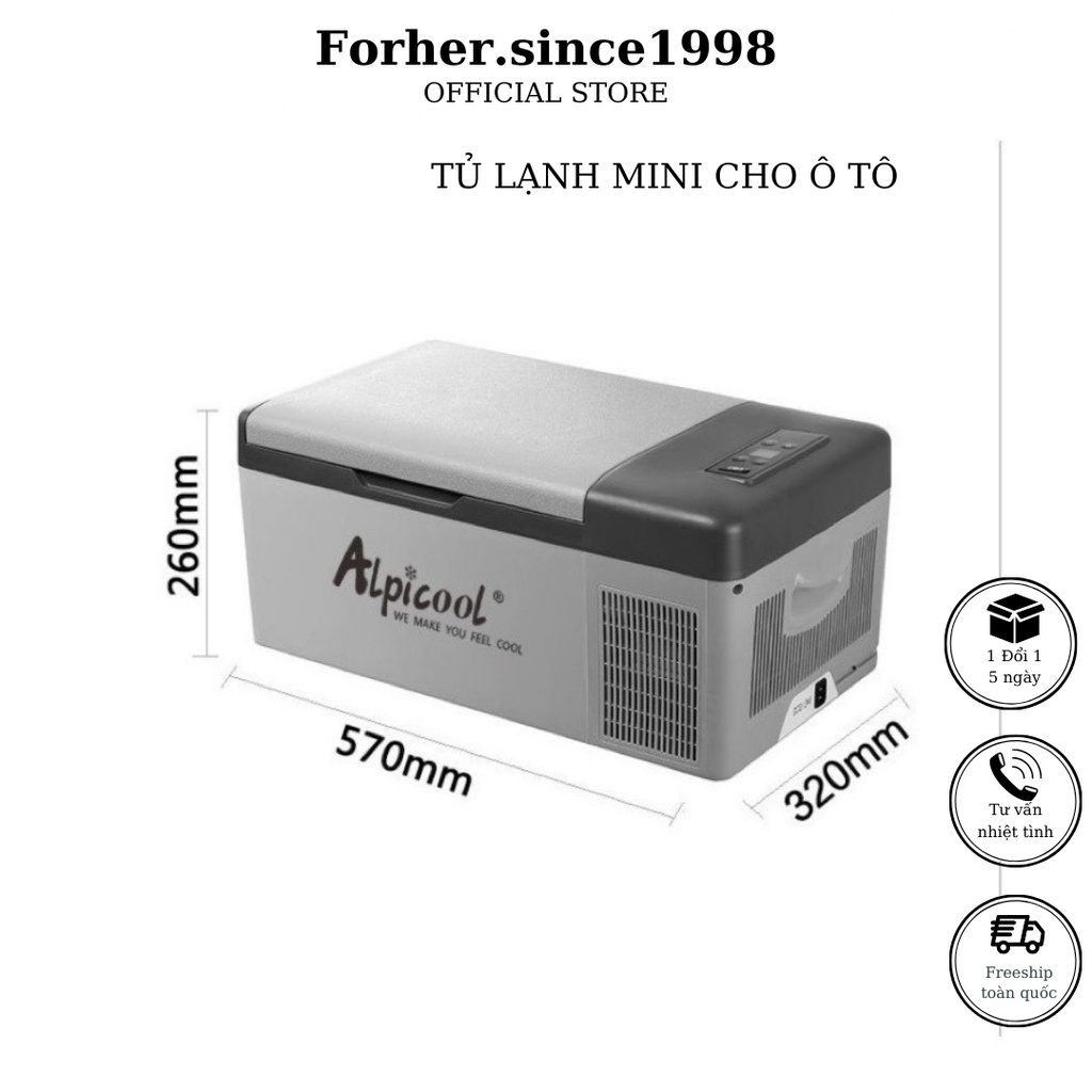 Tủ lạnh xe hơi, ô tô và gia đình C15 15L Alpicool 2 chế độ làm đá và làm mát tiện dụng Forher.since1998
