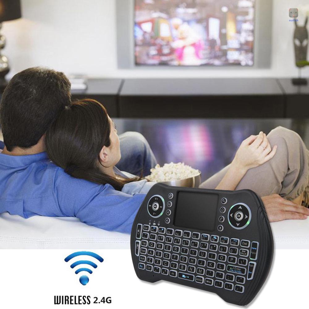 Bàn Phím Không Dây 2.4GHz Có Đèn Nền 3 Màu Cho Android TV BOX Thông Minh PC Notebook