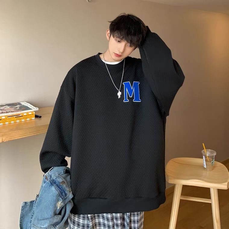 Áo nỉ sweater cổ tròn dáng rộng thời trang mùa thu năng động cho nam