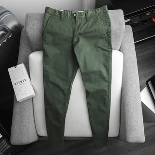 Quần kaki nam, quần dài kaki nam cao cấp DEFOXX slimfit màu xanh rêu đậm 20906 foxxmen