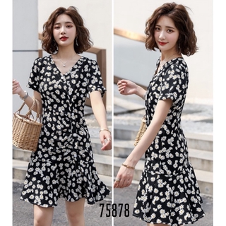 ĐẦM  LỤA HOA NHÍ  CỔ TIM , ĐUÔI CÁ  SIÊU XINH 75878