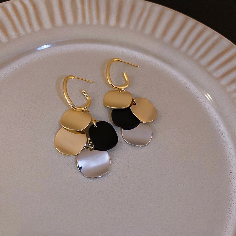 Bông tai tròn bằng kim loại mạ bạc 925 cao cấp thời trang phong cách Hàn Quốc