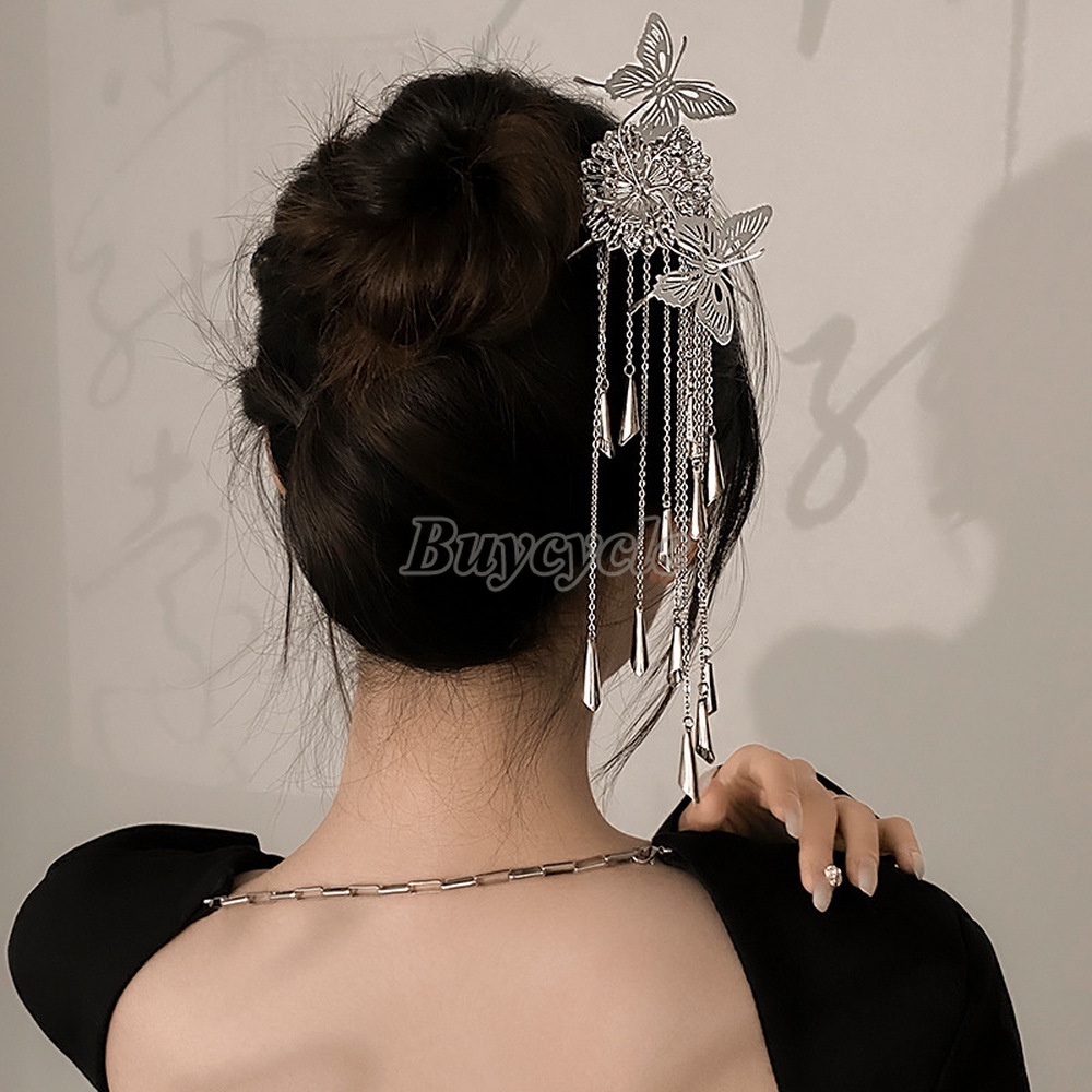 Kẹp Tóc Hình Bướm Tua Rua Thời Trang