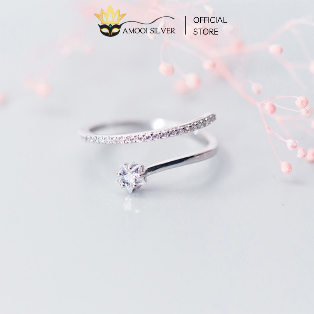 Nhẫn Bạc S925 Mẫu Ngôi Sao Năm Cánh Đính Đá Sang Trọng - Amooi Silver AN70