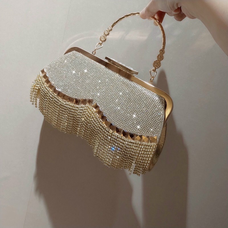 Cốp đi tiệc đính ngọc (full box kèm dây đeo)