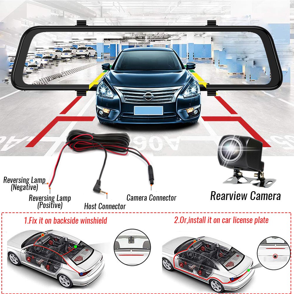 Camera hành trình CENZIMO M10 Kính chiếu hậu 10inch màn hình cảm ứng ống kính kép trước và sau HD 1440P tầm nhìn ban đêm Bạn có thể tùy chỉnh logo khởi động và tắt máy miễn phí.