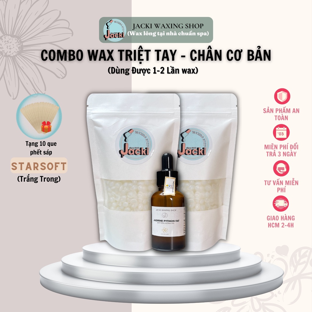 COMBO WAX TAY - CHÂN TIẾT KIỆM JWS (200GR SÁP + 30ML MỠ TRĂN) TẶNG 10 QUE PHẾT SÁP