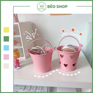 Xô mini đựng đồ decor Béo shop , giỏ sắt nhỏ trang trí chụp ảnh đa năng màu hồng dễ thương