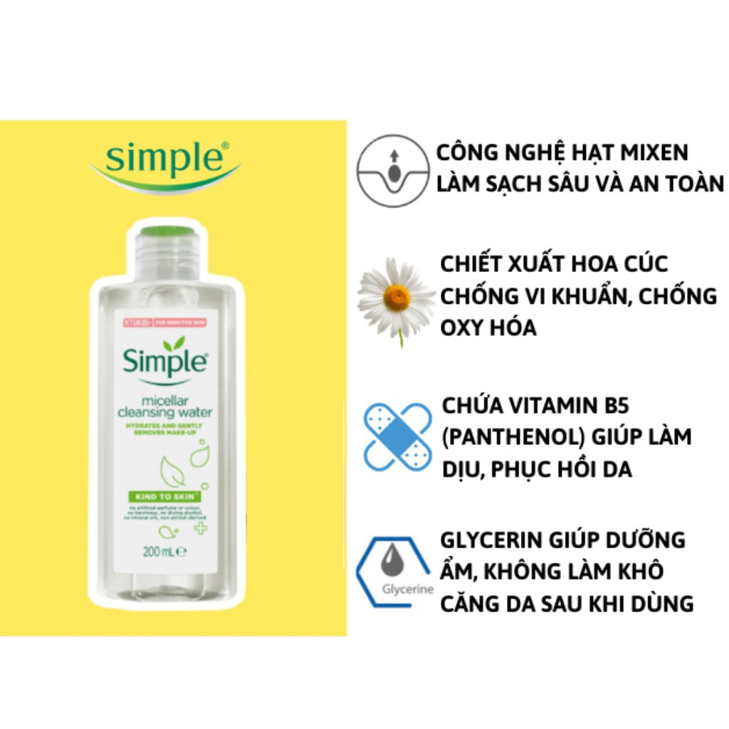 Nước Tẩy Trang Simple Micellar Cleansing Water 200ml