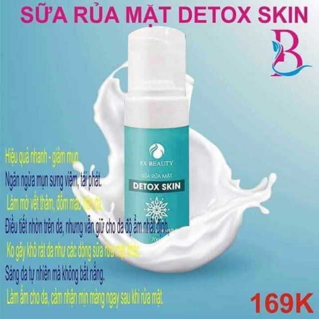 Sữa rửa mặt detox skin. 8x beauty tạo bọt một cách tự nhiên. Làm sạch da. Tẩy trang khi macup .mền mịn từ sâu bên trong