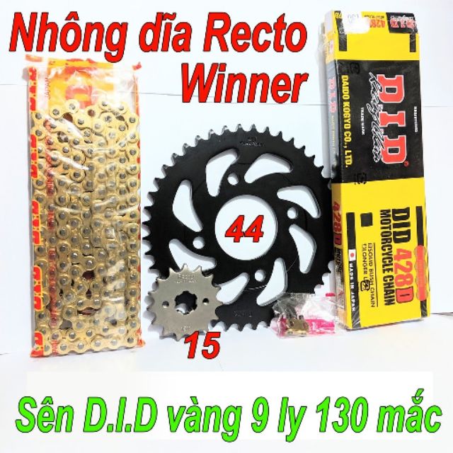 Sên DID vàng 9 ly 124 mắt, Nhông dĩa Recto cho Winner/ Winner X