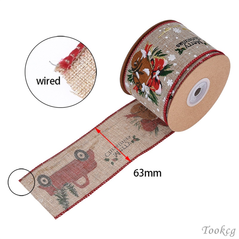 Cuộn Dây Ruy Băng 10 Yard Họa Tiết Giáng Sinh Bằng Polyester Dùng Trang Trí Gói Quà Diy