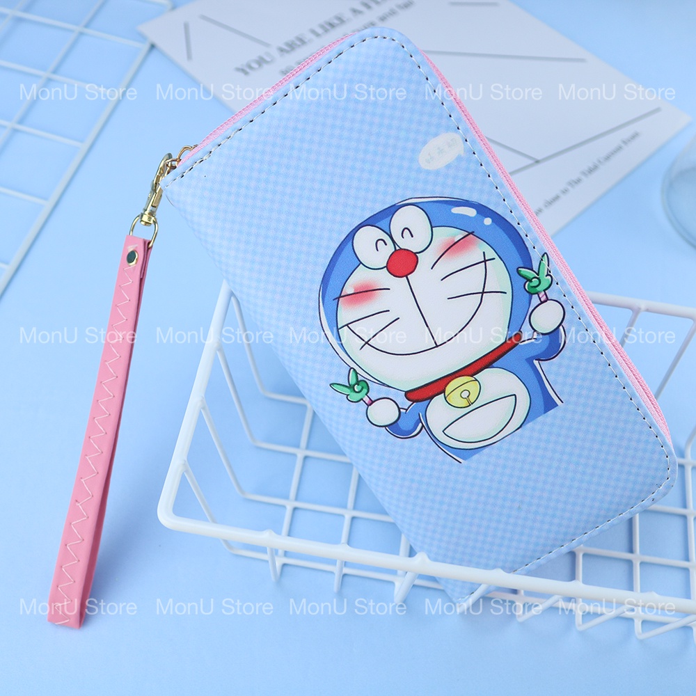 Bóp ví dài có dây xách hình DORAEMON DOREMON dễ thương cute