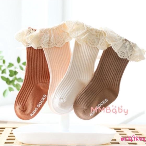 ✫Wv☾Vớ Ren Chống Trượt Có Keo Dán Dành Cho Bé Gái