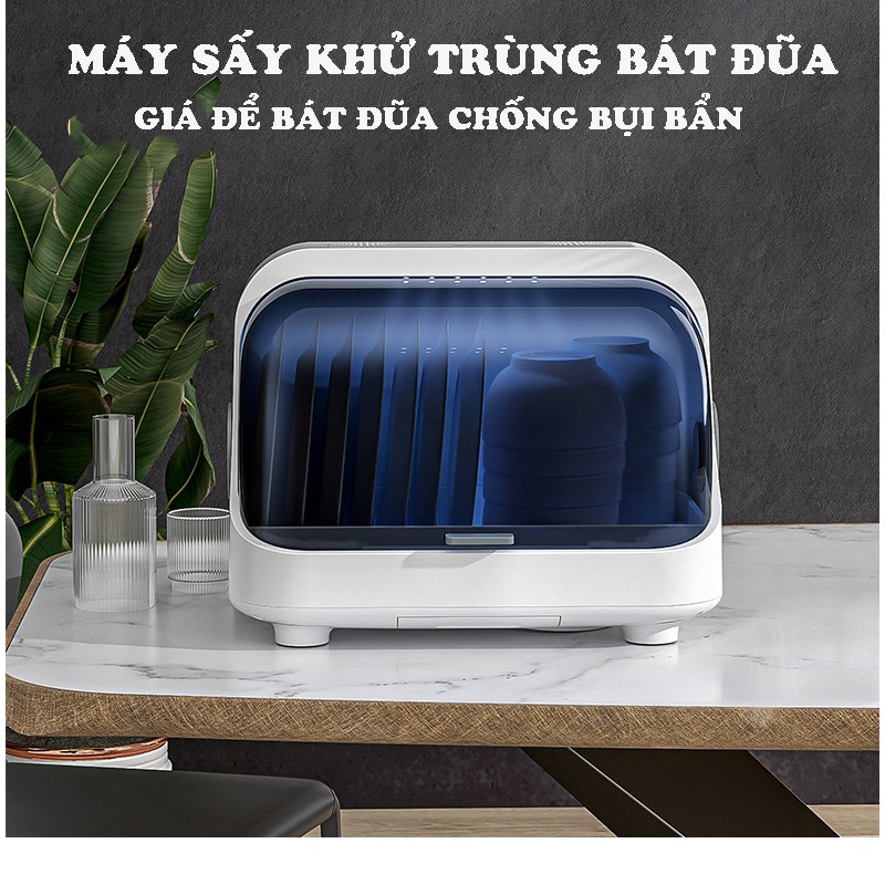 Tủ đựng bát đĩa, Giá úp bát có nắp đậy Khử Trùng bằng tia UV dùng cho gia đình