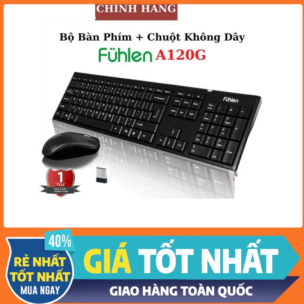 Bộ bàn phím và chuột không dây Fuhlen A120G , Độ nhạy cực cao , phím bấm êm tay