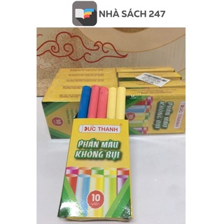 Phấn màu không bụi Đức Thanh hộp 10 viên  Độ mịn cao Nét chữ đẹp  Không bụi Không xước bảng  Không độc hại