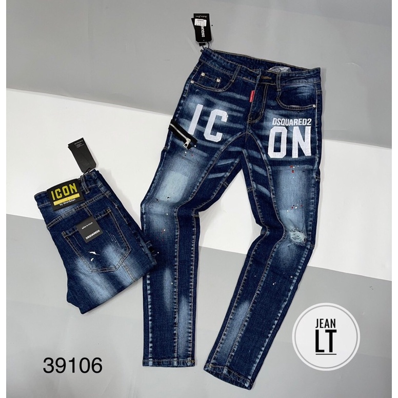 Quần bò biker Dsquared2 - Icon khóa vàng lệch - Quần jean nam ống côn | BigBuy360 - bigbuy360.vn