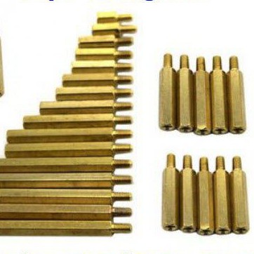 Cọc đồng lục giác M3 đầu đực cái đầy đủ kích thước ren dài 5mm