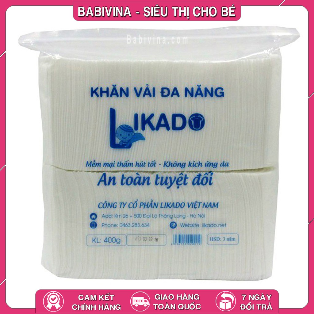 Khăn Vải Đa Năng LIKADO 300g, 400g, 500g - Tấm lót 3 lớp, 30 Tờ Hàng Chính Hãng Mẫu Mới