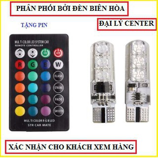 Đèn demi xinhan led remote chỉnh 16 màu chân T10