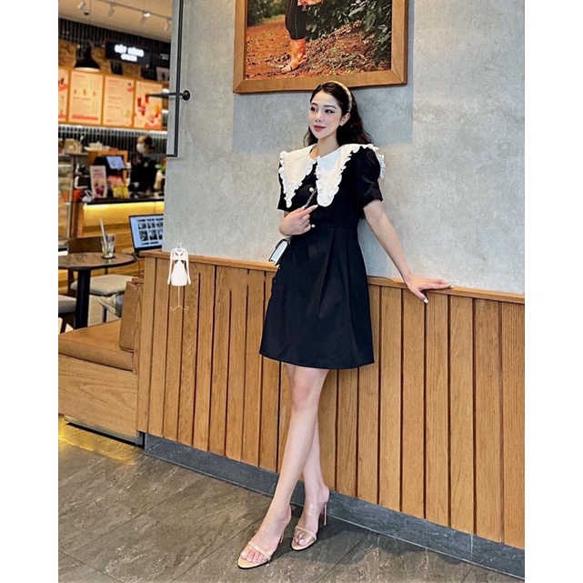 Váy chữ A cổ thuỷ thủ bèo chất thô mềm không nhăn-Minxy shop