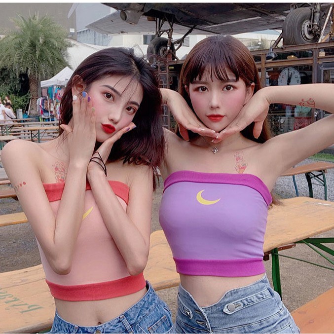 Áo ống cúp ngực họa tiết mặt trăng quyến rũ