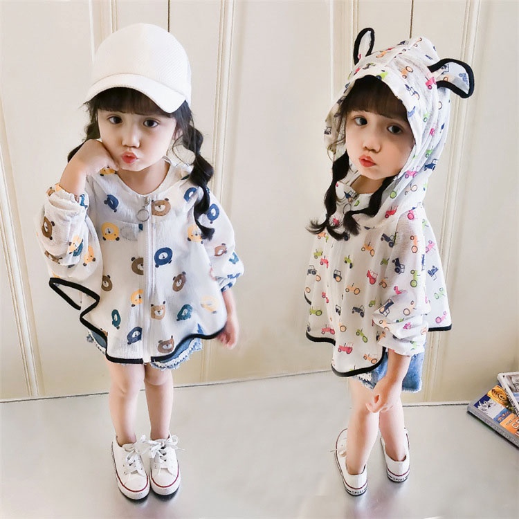 ◙◕❐Hàng Mới Về Áo Khoác Chống Nắng Tay Cánh Dơi Có Mũ Trùm Thời Trang Mùa Hè Cho Bé Gái