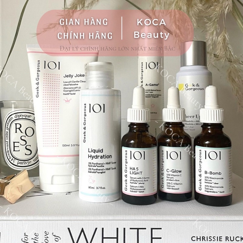 Bộ Sản phẩm sữa rửa mặt, serum, toner Geek & Gorgeous