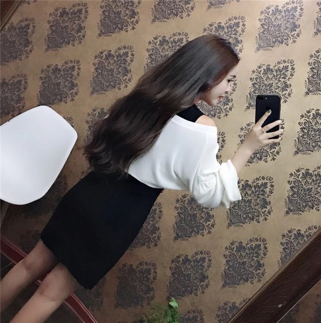 Set Áo Croptop Lệch Vai + Váy Ba Lỗ Body - SD04