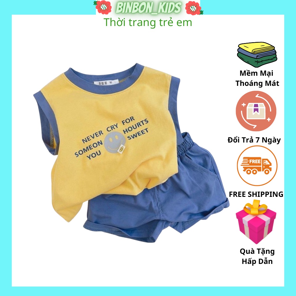 Quần Áo Hè Cho Bé.Đồ Bộ Bé Trai Sát Nách Never Cry Chất cotton cao cấp Từ 7-28kg -Binbon kids